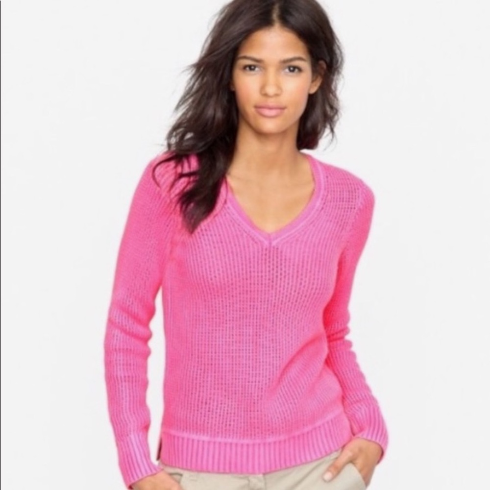 Neon Pink V-Neck Sweater